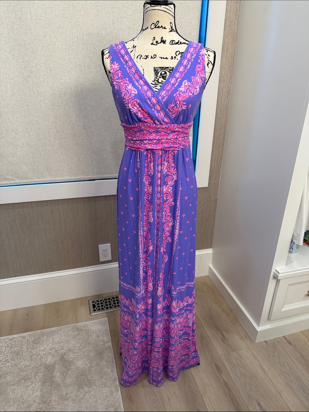Lilly Pulitzer Purple Maxi Dress with Pink Paisley Print
